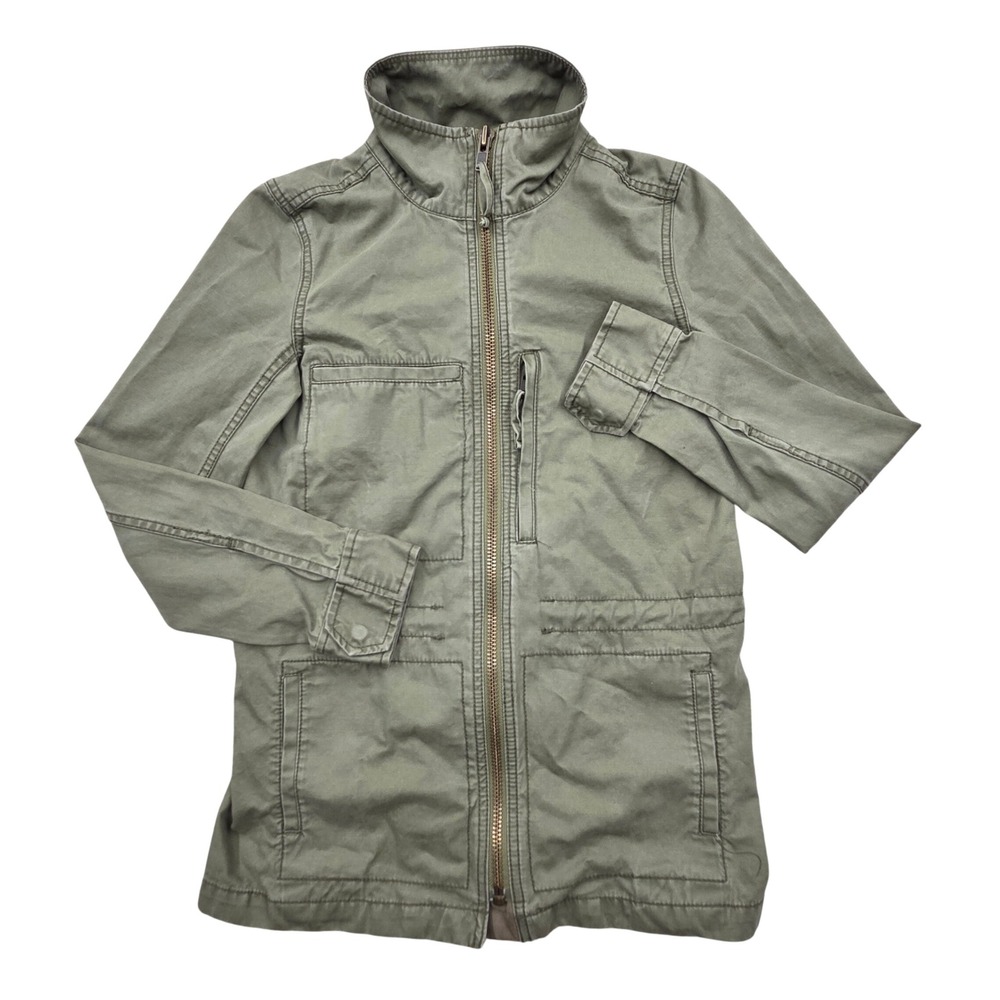 Madewell Utility Jacket Full Zip Army‎ Green Pockets Adjustable Waist Womens XS